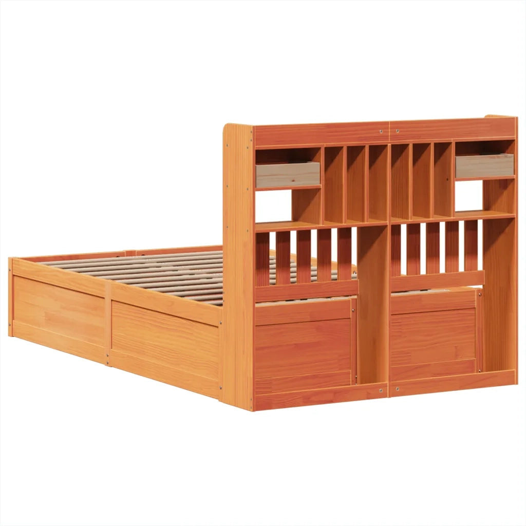 Letto senza Materasso Marrone Cera 135x190 cm in Legno di Pino