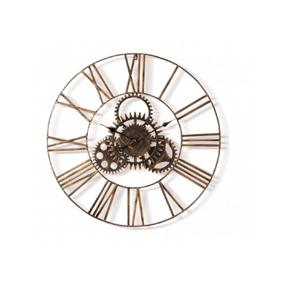 Trade Shop - Orologio Parete In Ferro 80 Cm Stile Vintage Industriale Ingranaggi Casa 545694 -