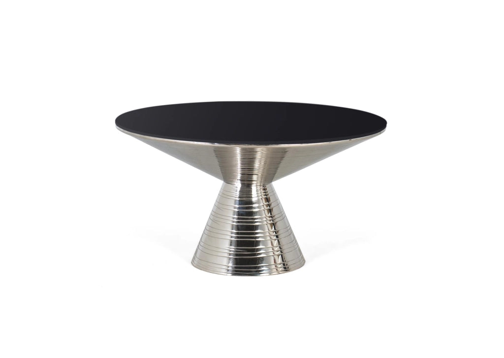 Tavolino in vetro temperato e base in metallo 40x76 cm
