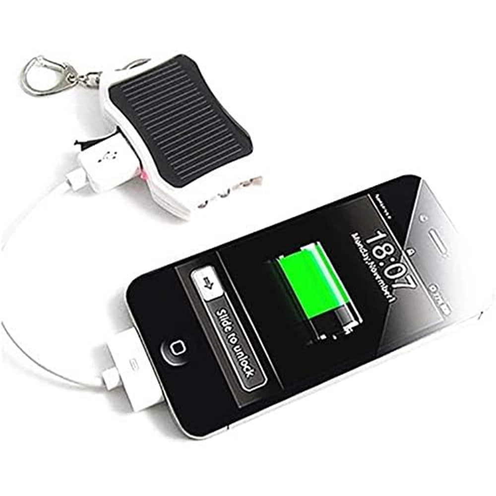 Trade Shop - Power Bank Solare Portabile A Portachiavi Caricatore Esterno Emergenza Con Luci Led Usb -