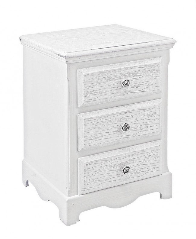 Cassettiera 3 Cassetti Legno Bianco Rustico da Interno - BLAINE