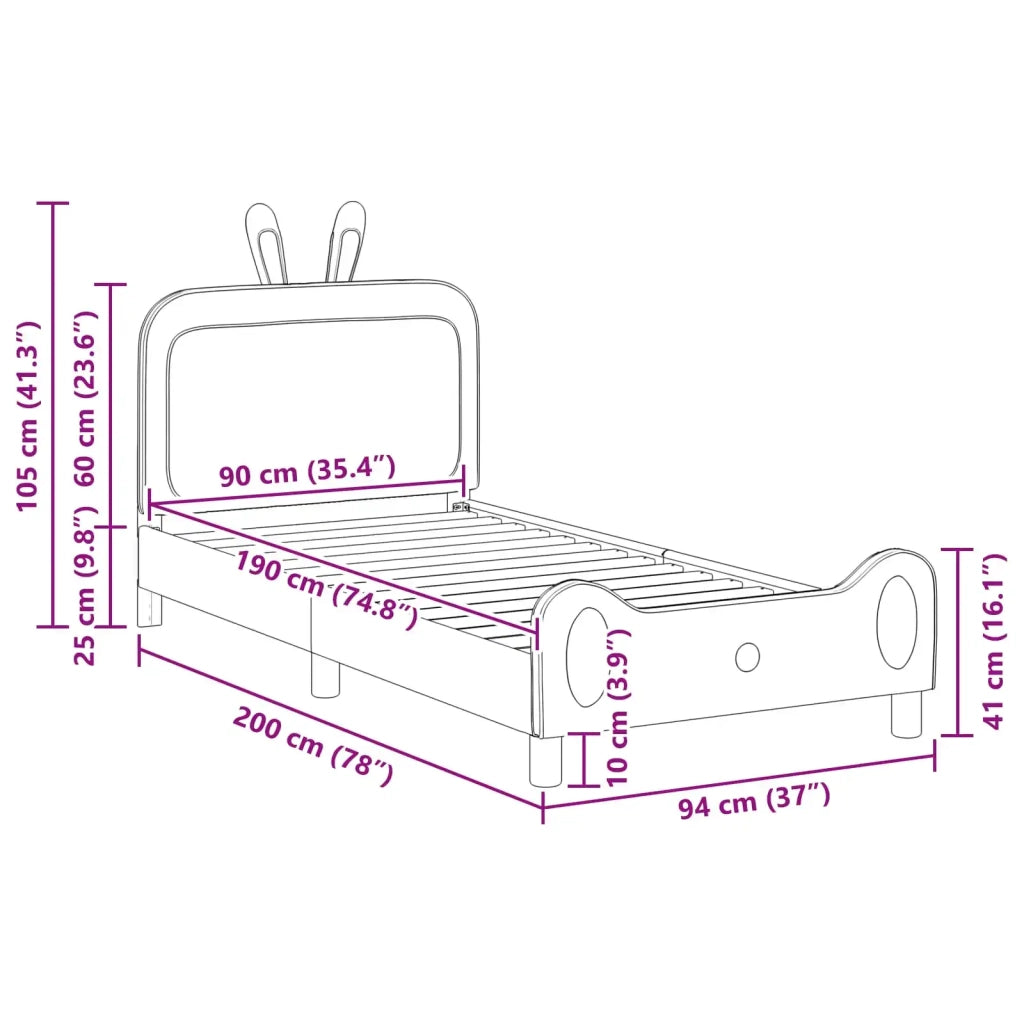 Struttura letto bambini con testata Blu 90 x 190 cm PU