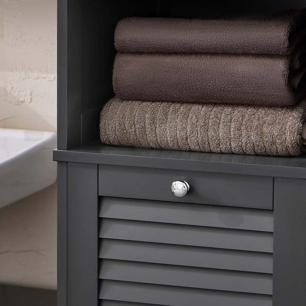 Mobiletto bagno salvaspazio stretto Mobile bagno colonna con portabiancheria mobile lavanderia Grigio L40xP37xA170 cm BZR124-DG