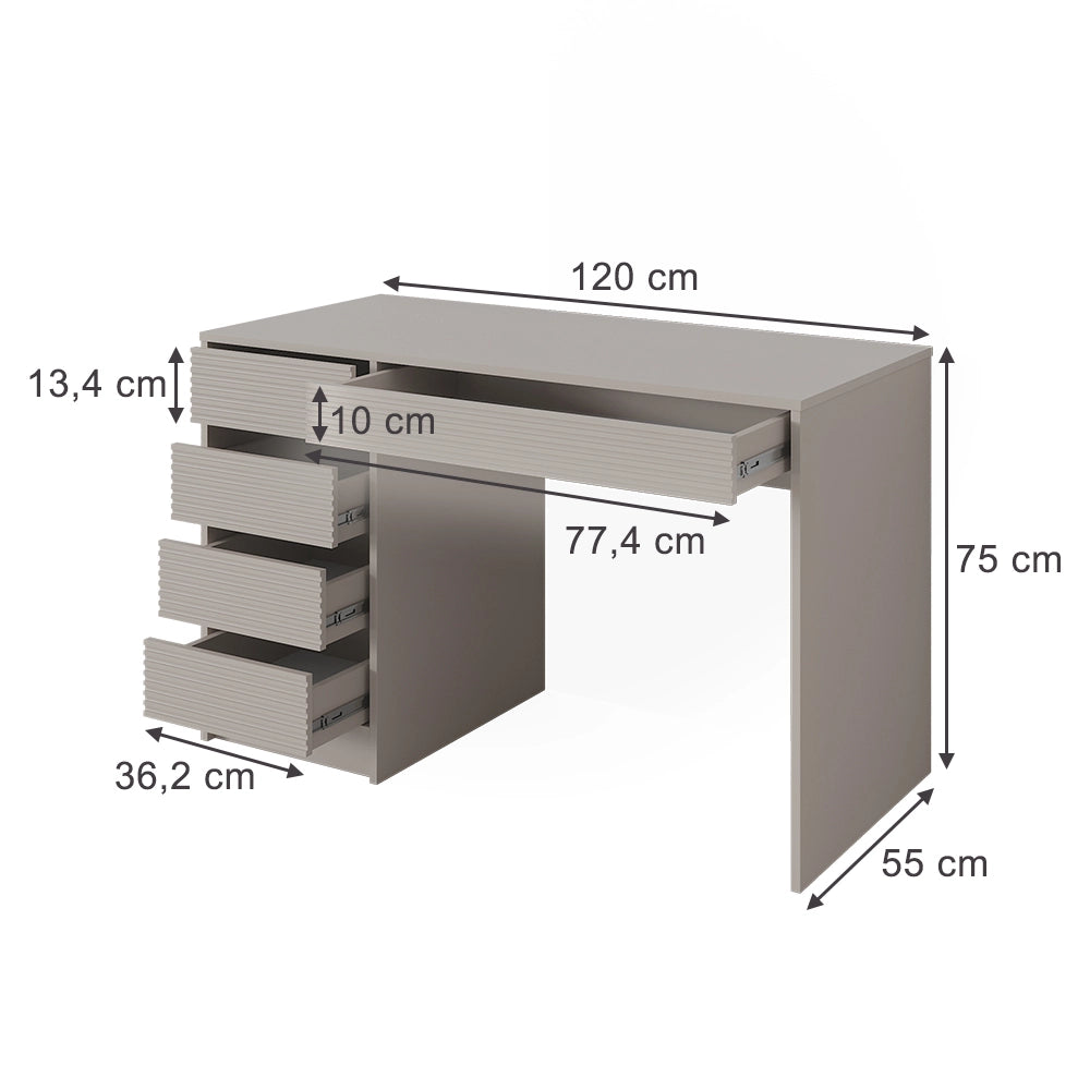 Vicco Scrivania Cachemire 55 x 120 cm con cassetti