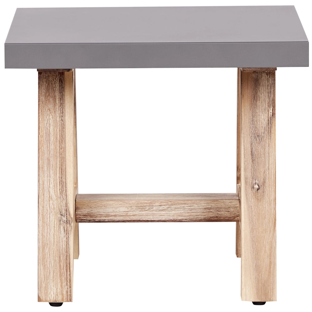 Sgabello da giardino per esterni in cemento con gambe in legno d'acacia grigio stile industriale