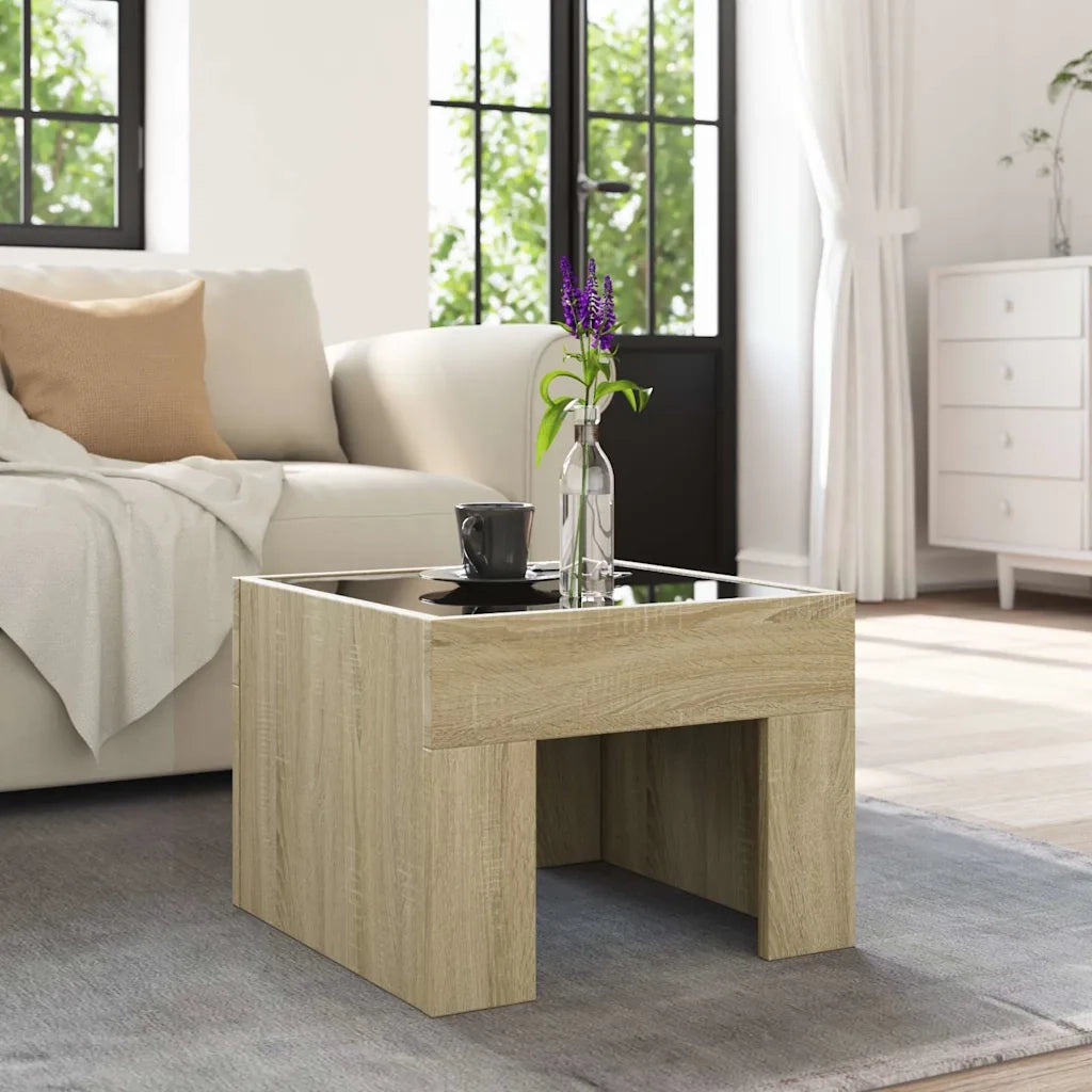 Tavolino da Salotto con LED Infinity Rovere Sonoma 40x40x30 cm 847597