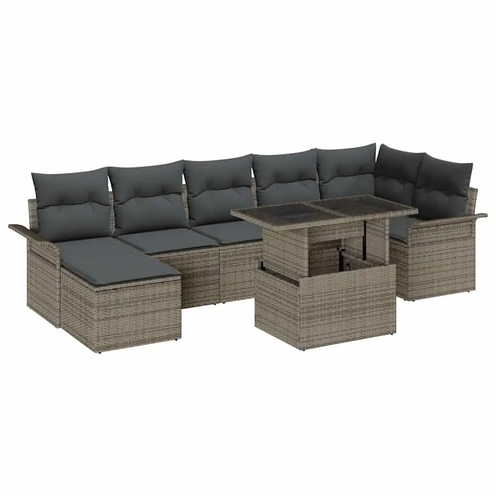 Set Divano da Giardino con cuscino 8 pcs Grigio Poly Rattan 3357062
