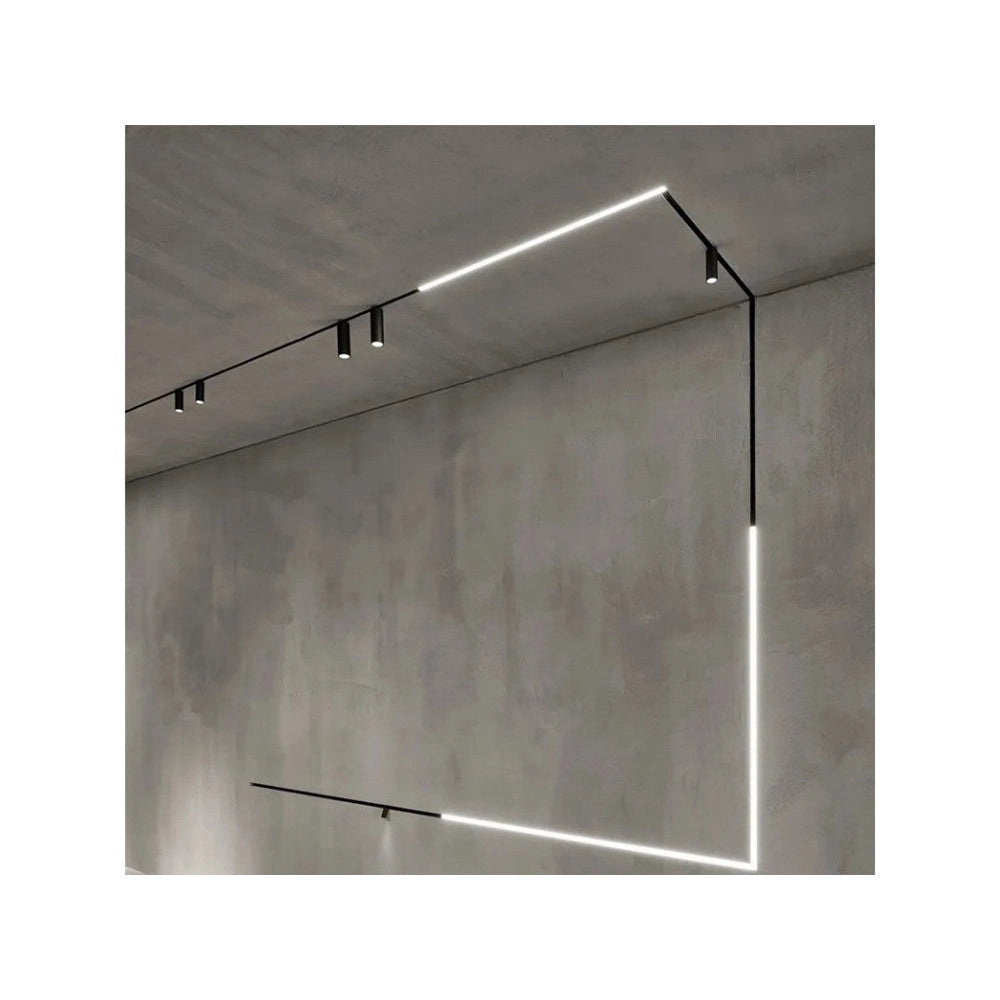 Trade Shop - Binario Magnetico Nero 2mt 48v Da Incasso Per Faretti Led Con Copertura Tk670-2m -