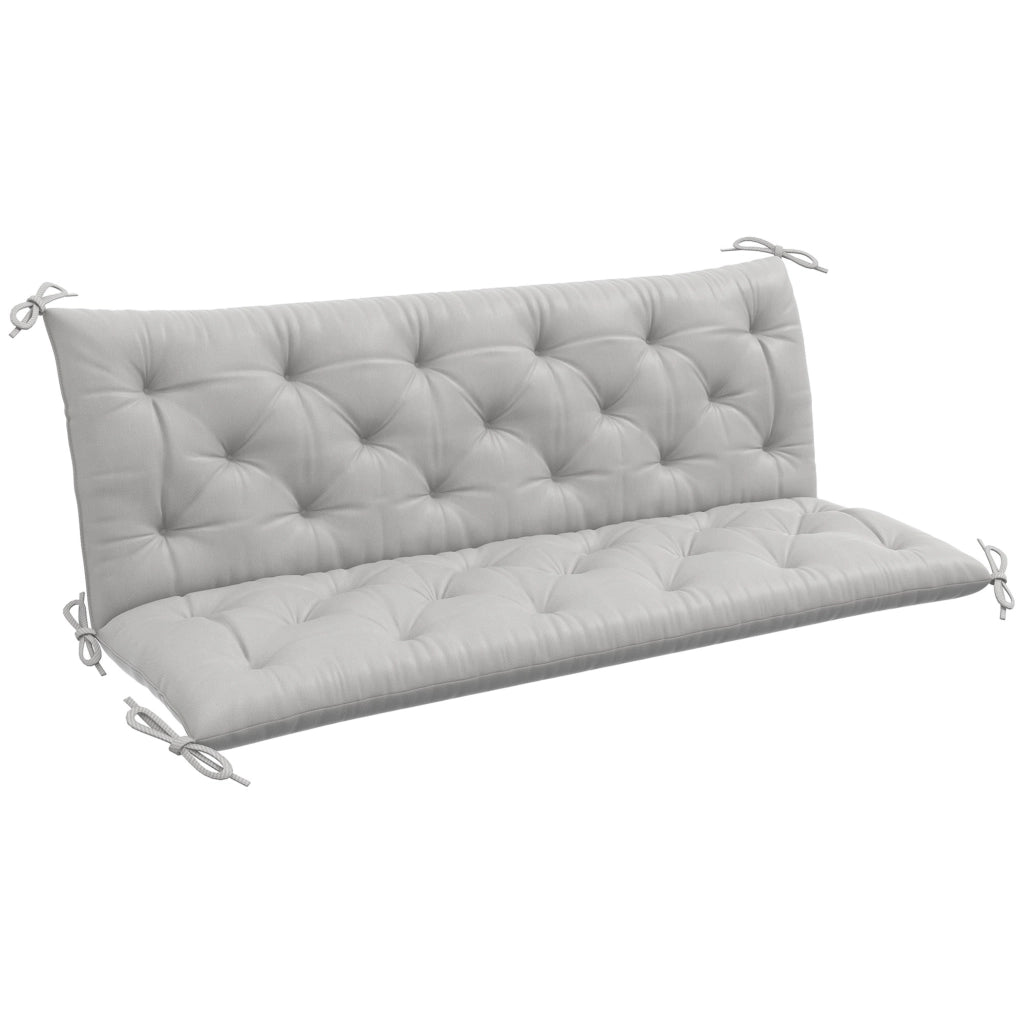 Cuscino per panca 150x98x8 cm in poliestere, grigio chiaro, con 6 lacci di fissaggio e imbottitura in schiuma