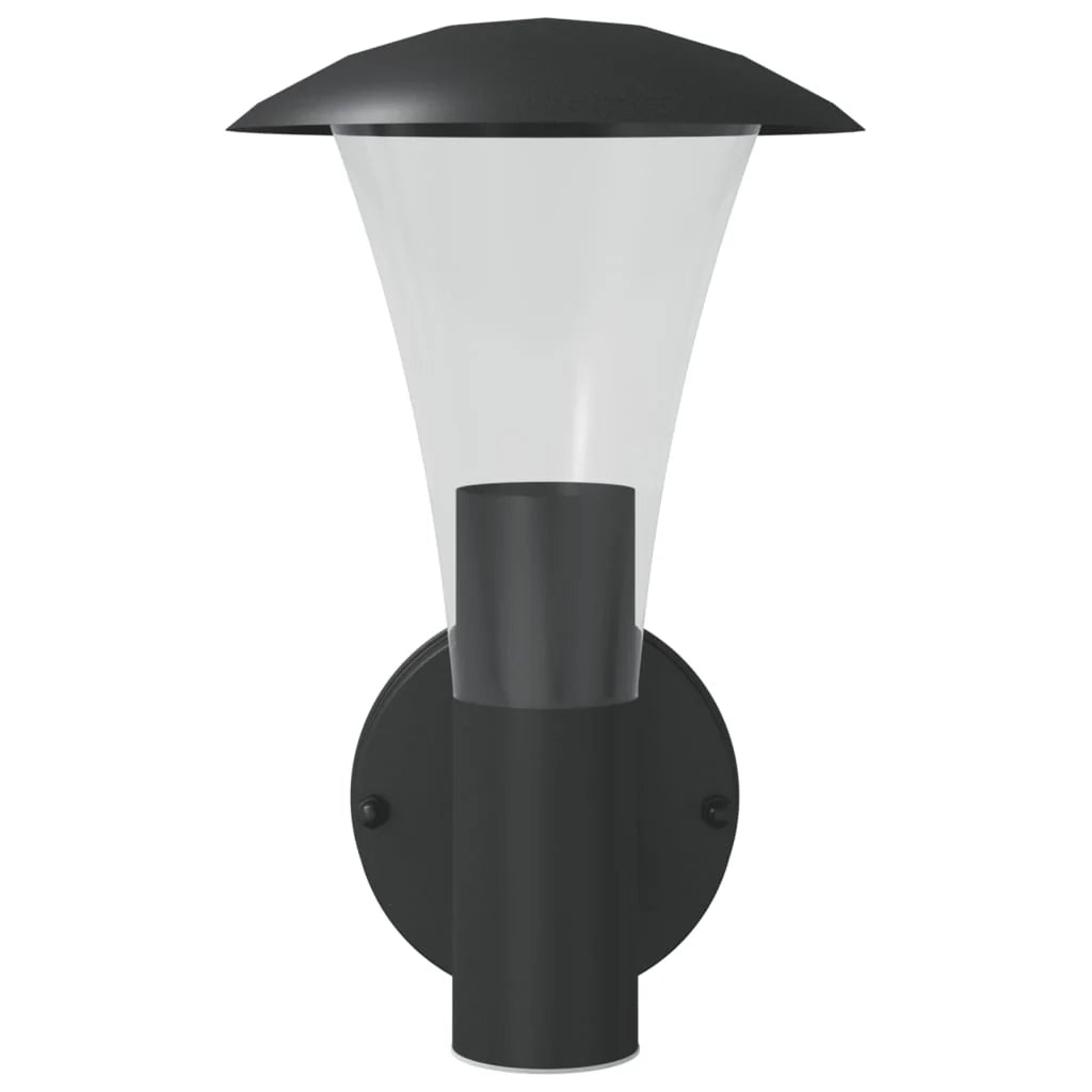 Set di 2 eleganti applique da esterno 17,5 x 17,5 x 28 cm in acciaio inox nero 02_0056560