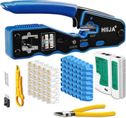 Verificatore di Cavo per RJ45 Pass Through - Tester di Rete e 50 pezzi di Connettori CAT6