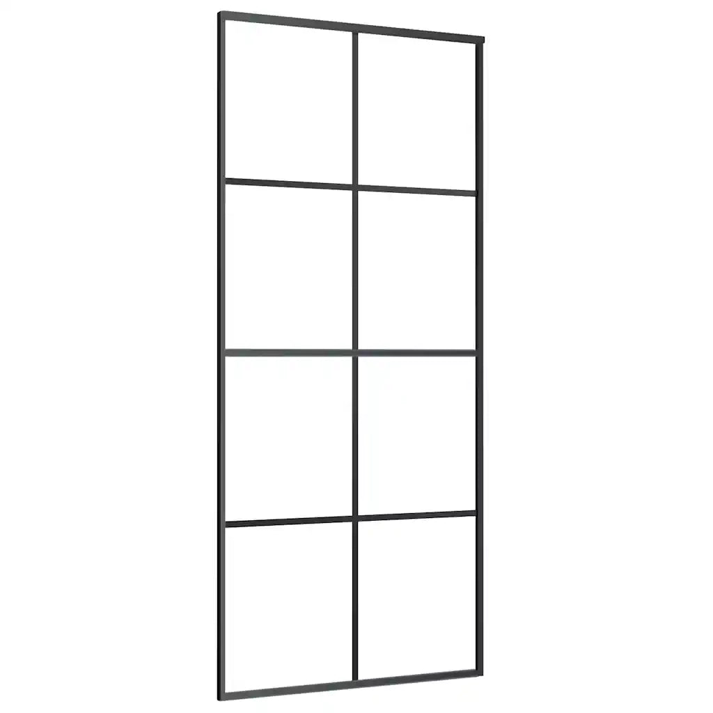 Porta Scorrevole con Ferramenta 90x205cm Vetro ESG Alluminio 3152142