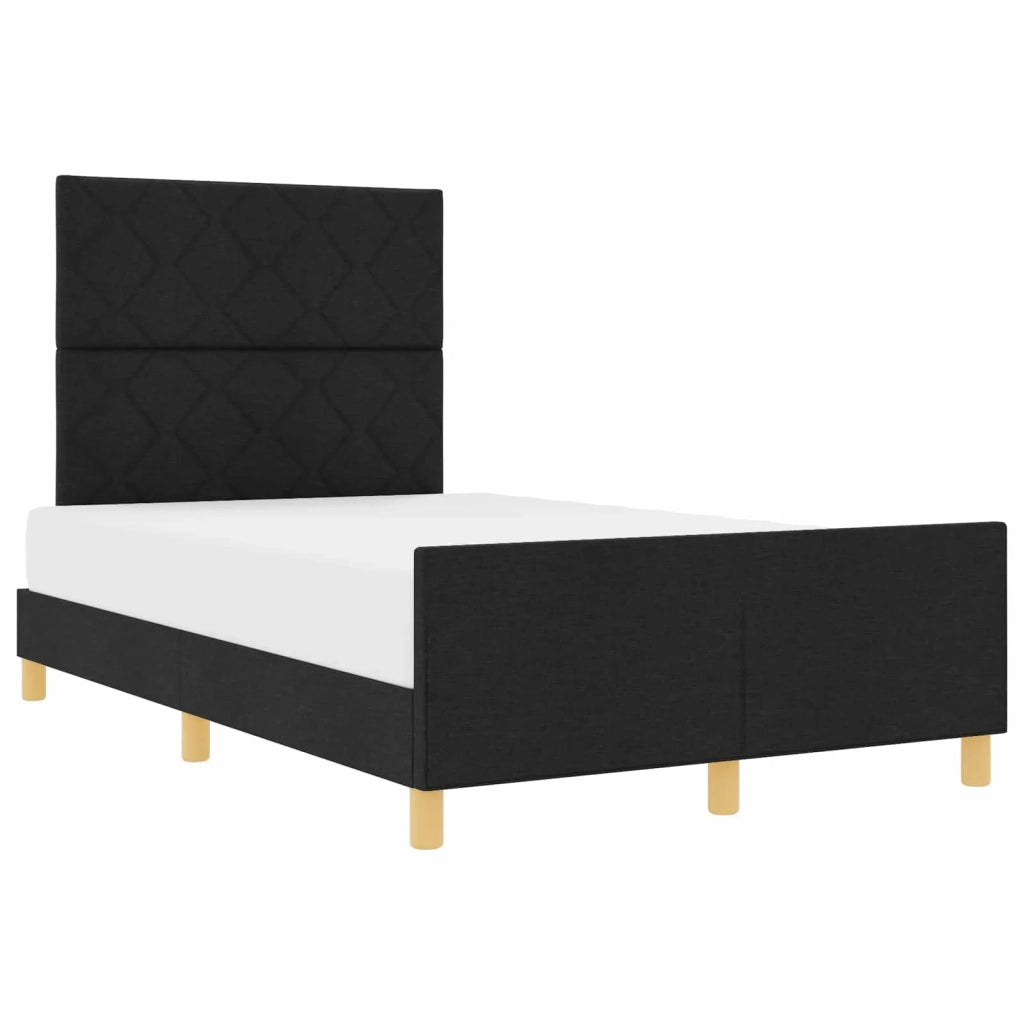Struttura del letto con testiera-Giroletto Nero 120 x 190 cm Tessuto 221869