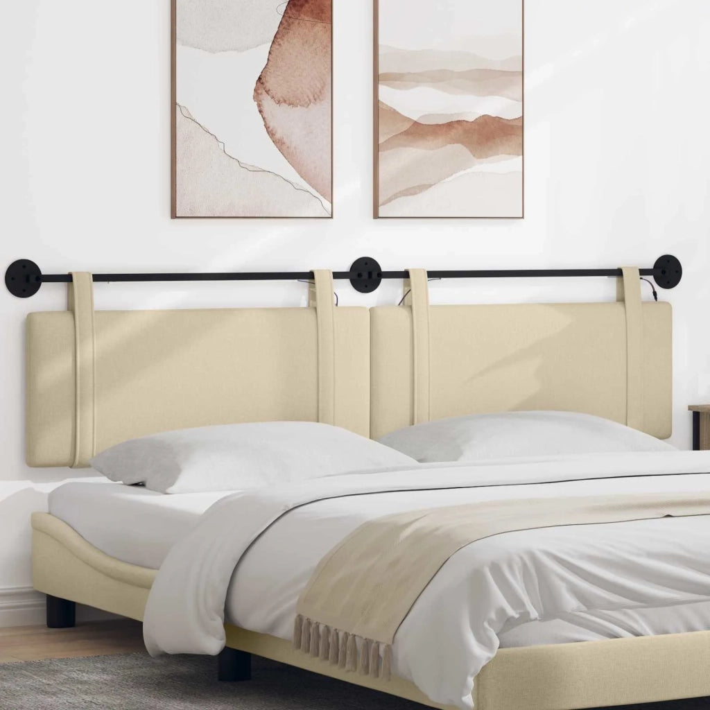 Testiera | Testata sospesa Con luce LED Crema Tessuto