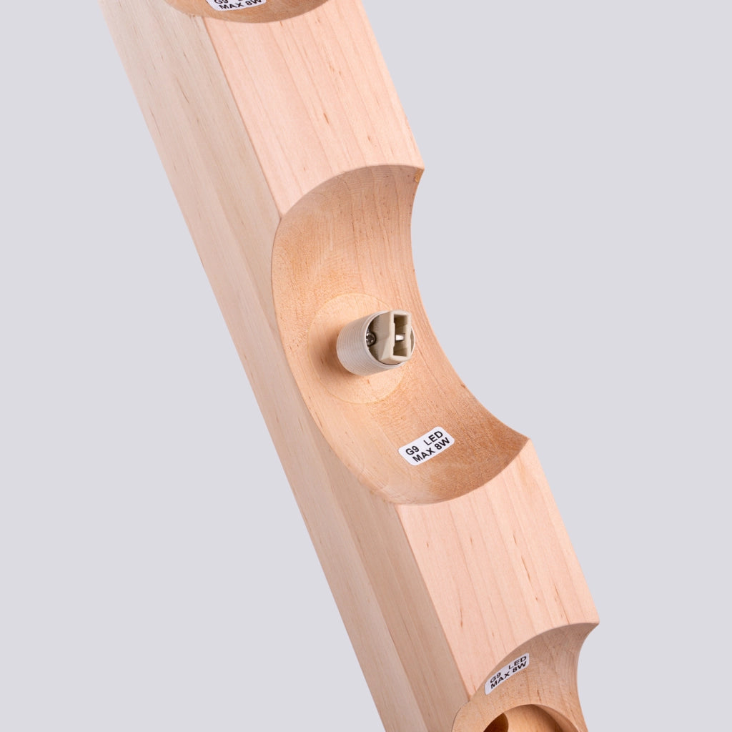 Lampada a sospensione BULBO Peach Puff a 3 luci in legno e vetro, design moderno