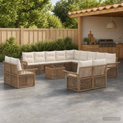 Set Divano da Giardino 14 pz Beige e Bianco Crema polyrattan 3435015