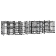 Cuccia/gabbia/recinto/pac per cani da esterno acciaio 16,59 m² nero 02_0041801