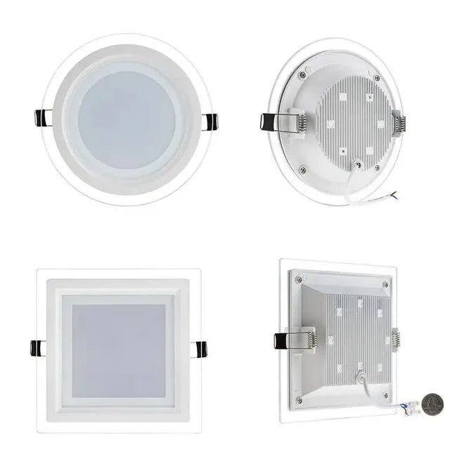 FARETTO LED PANNELLO 6 WATT INCASSO A MOLLA TONDO VETRO 3 COLORI