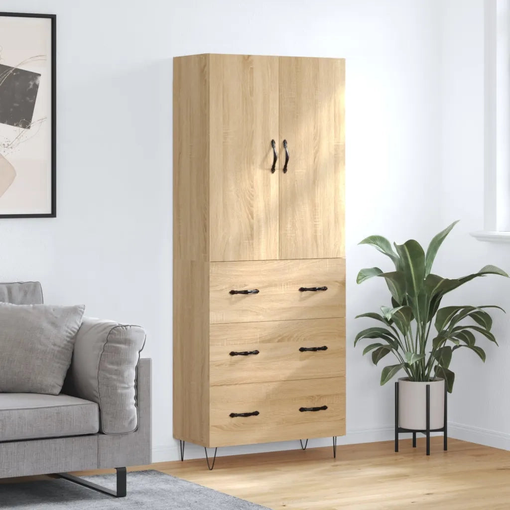 Credenza-Buffet-Armadio da cucina Rovere Sonoma 69,5x34x180 cm in Legno Multistrato 281637