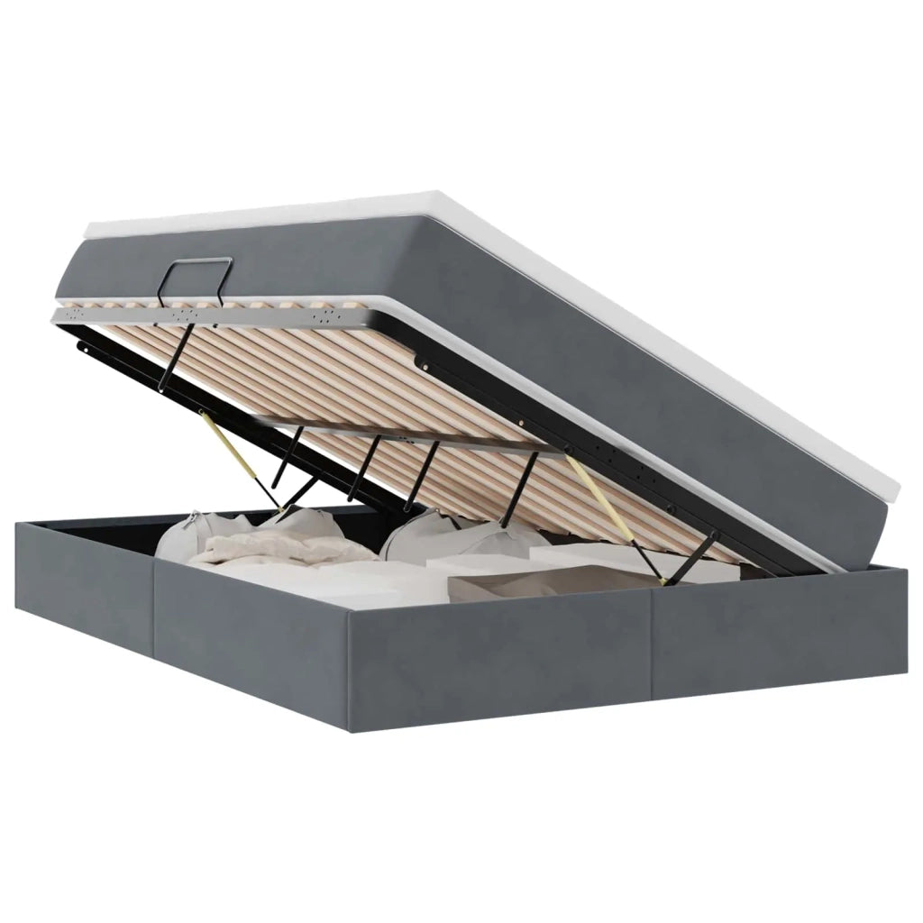 Letto con contenitore e materasso Grigio scuro 140 x 200 cm