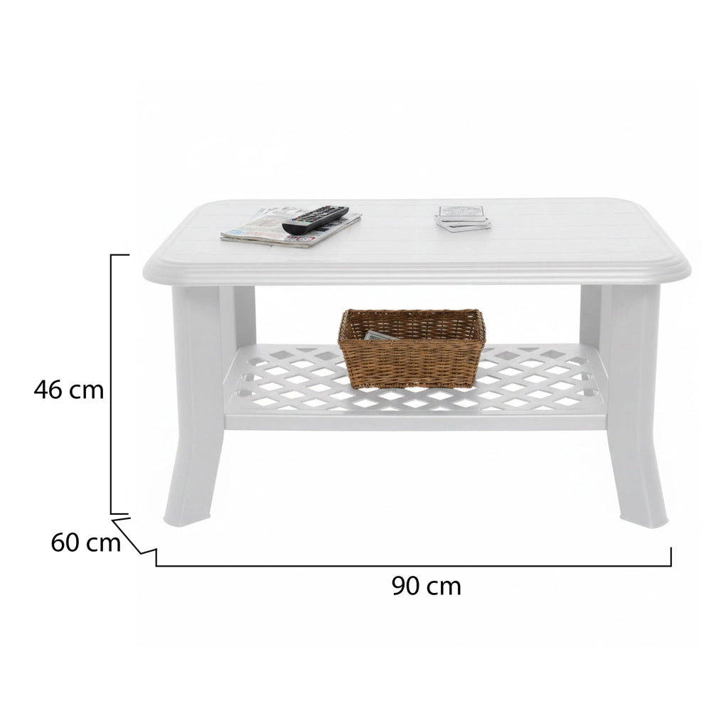 Ucria, Tavolo da Esterno 4 Posti Made in Italy, 90x60x46h cm Bianco