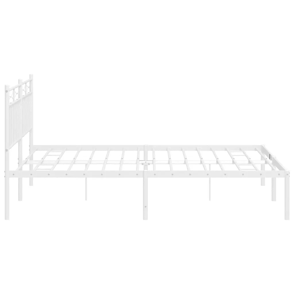 Letto matrimoniale | Letto per adulti | Giroletto con Testiera Metallo Bianco 150x200 cm