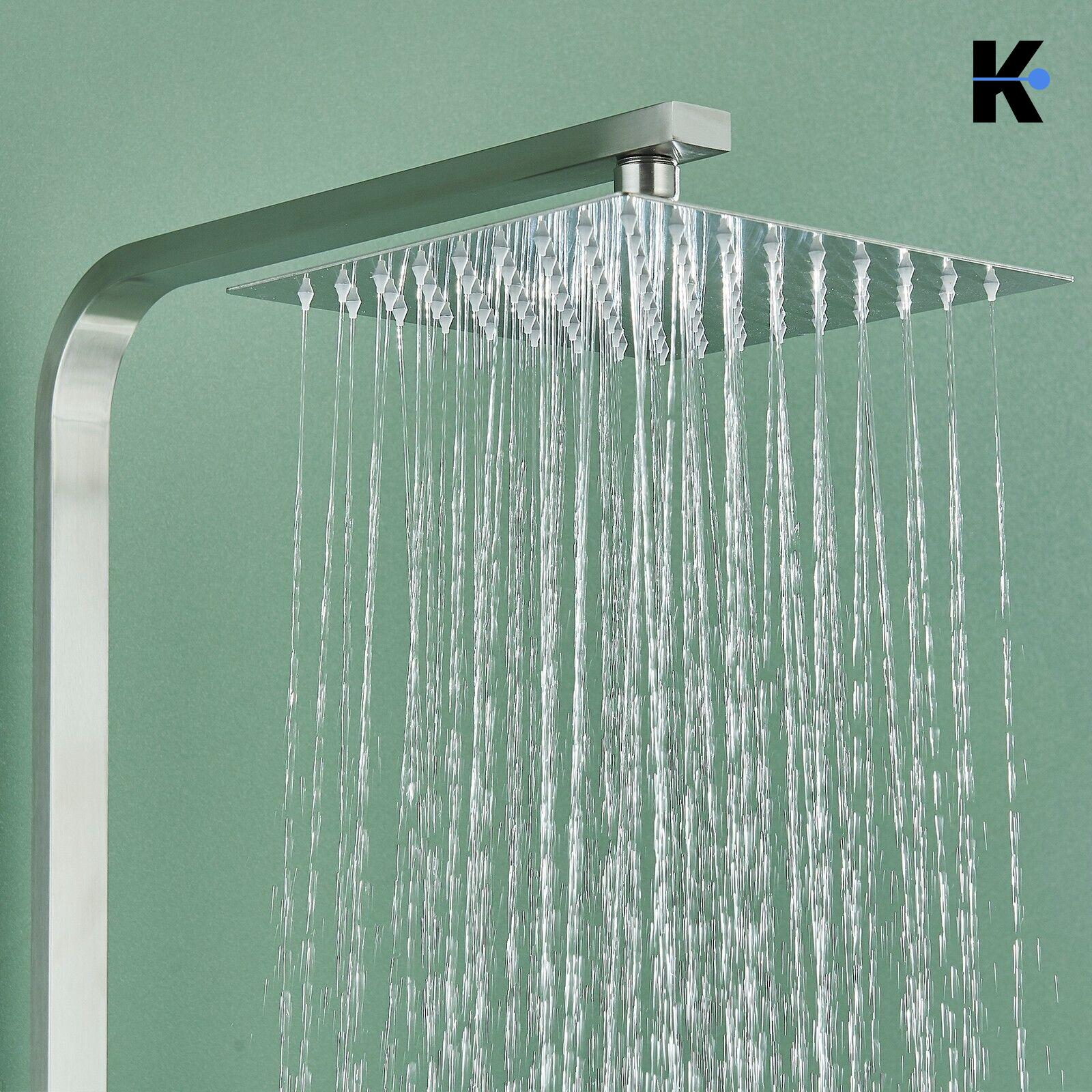 LANA | Set pioggia Premium in acciaio inox spazzolato argento | Miscelatore doccia di design | Miscelatore doccia completo di doccetta