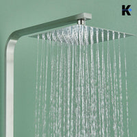 LANA | Set pioggia Premium in acciaio inox spazzolato argento | Miscelatore doccia di design | Miscelatore doccia completo di doccetta