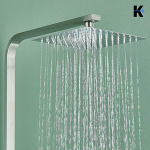 LANA | Set pioggia Premium in acciaio inox spazzolato argento | Miscelatore doccia di design | Miscelatore doccia completo di doccetta