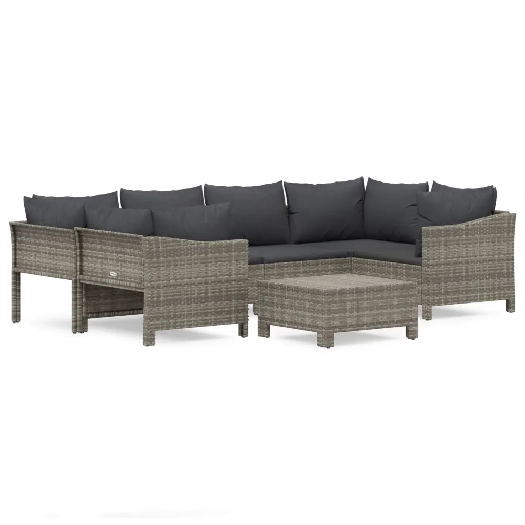 Set Divani da Giardino 7 pz con Cuscini in Polyrattan Grigio 3187301