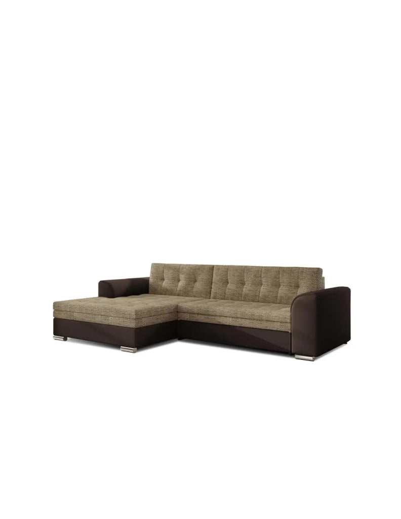 Divano ad angolo convertibile CONFORTO 4 posti beige e cioccolato - angolo sinistro