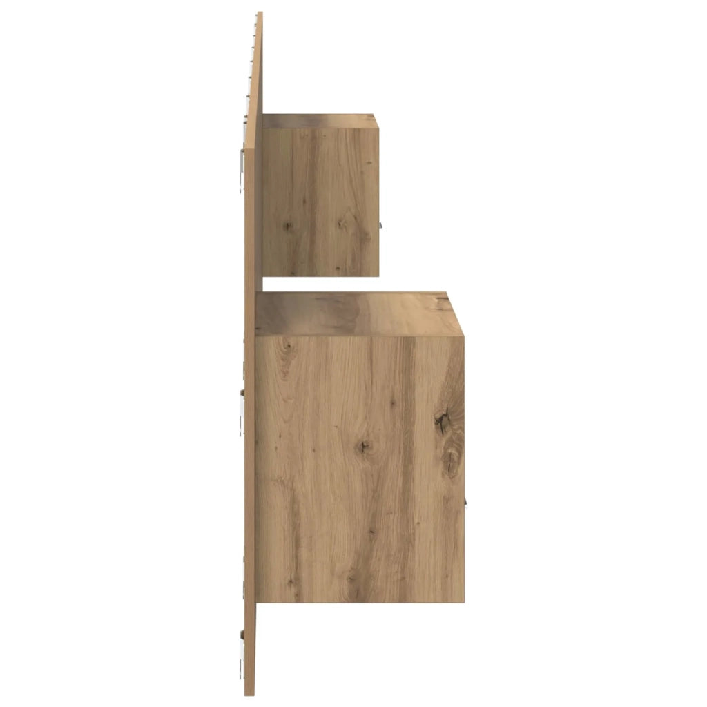 Testata con Comodino 3 pz-Set di 3 Testiera con Contenitore Rovere artigianale Legno multistrato 656716
