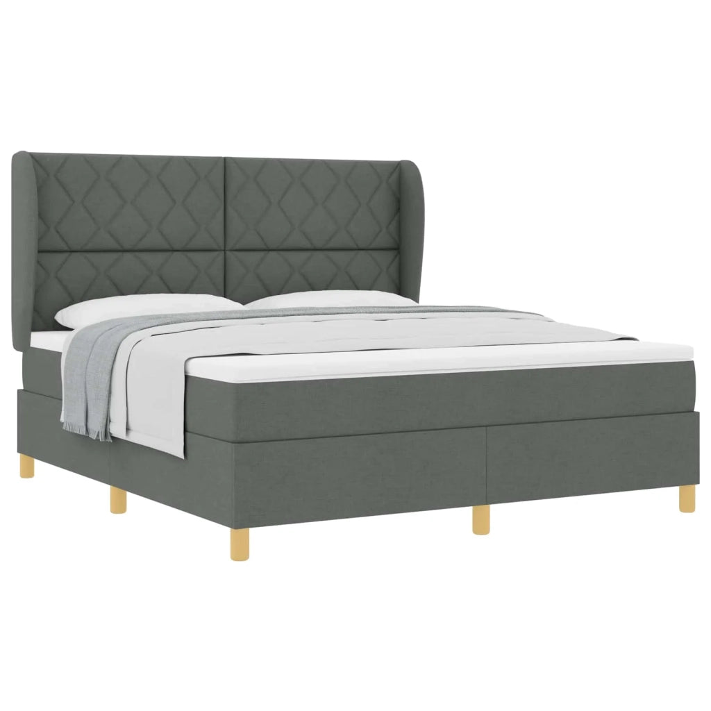 Letto a molle con testiera Grigio scuro 200 x 180 cm Tessuto 3340831