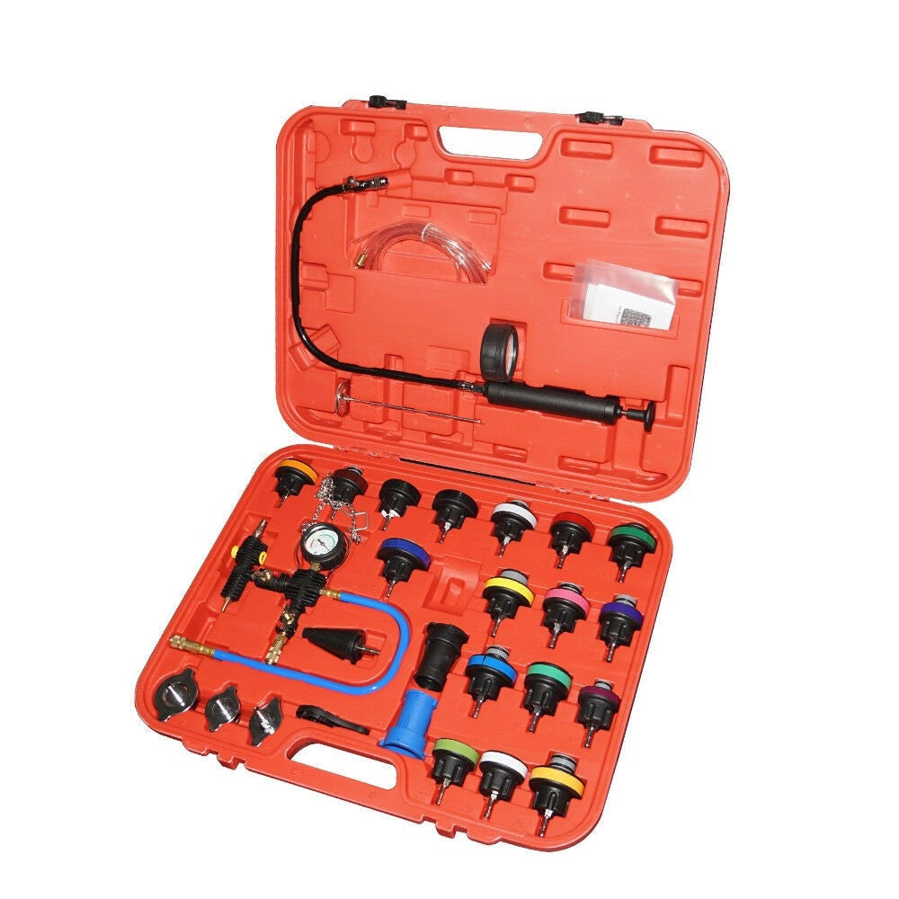 Trade Shop - Kit Tester Di Pressione Spurgo Prova Ricarica Radiatore Test Universale 27 Pezzi -