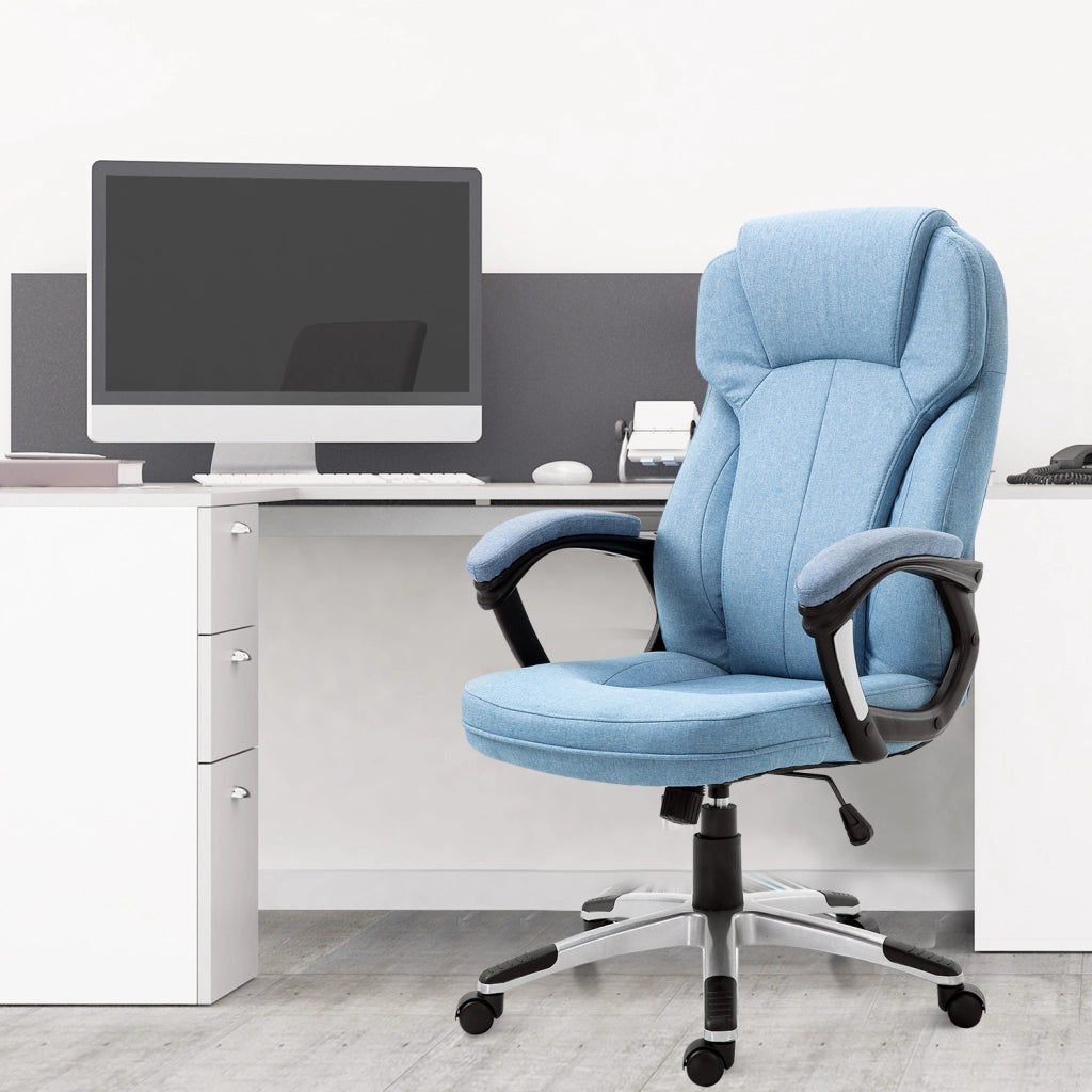 Sedia da ufficio ergonomica con schienale alto ¨C zephmum ¨C 66x75x110-120 cm blu chiaro