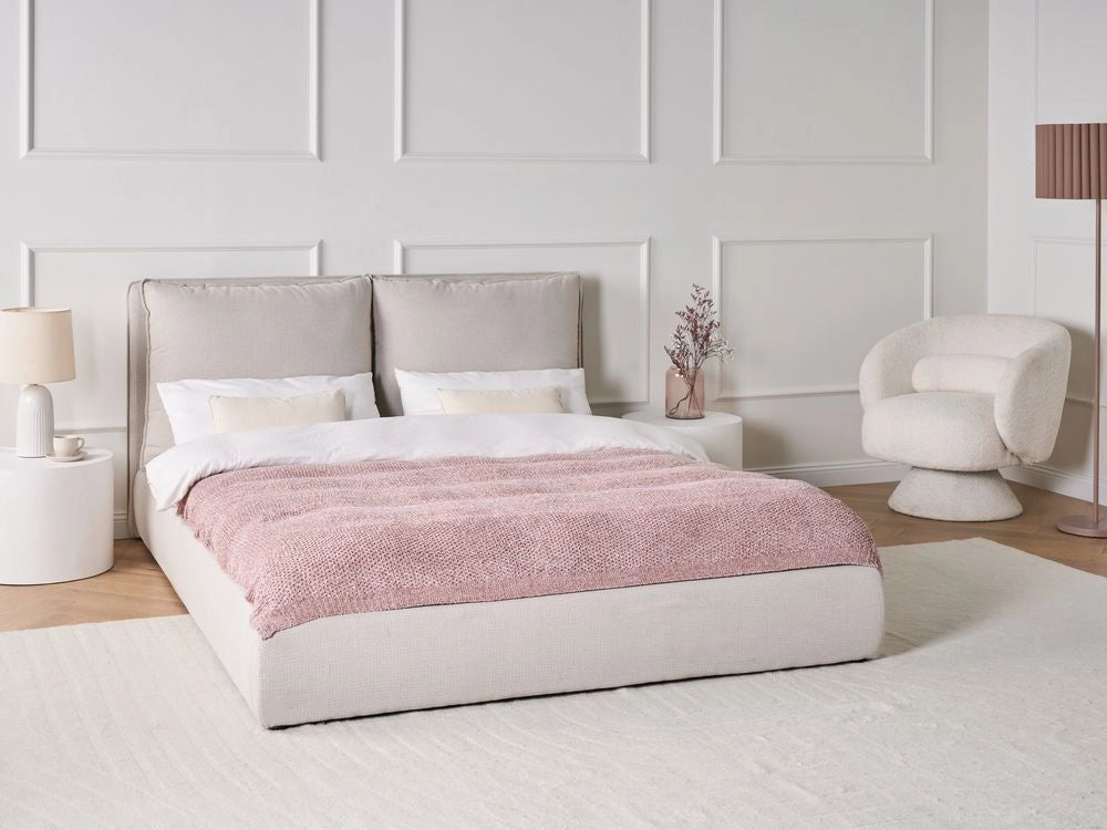 Letto matrimoniale ad acqua tessuto beige 160 x 200 cm camera da letto moderna