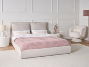 Letto matrimoniale ad acqua tessuto beige 160 x 200 cm camera da letto moderna