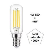LAMPADINA TUBOLARE A LED 4W LUCE NATURALE 4000K 470 LUMEN E14 FAN EUROPE