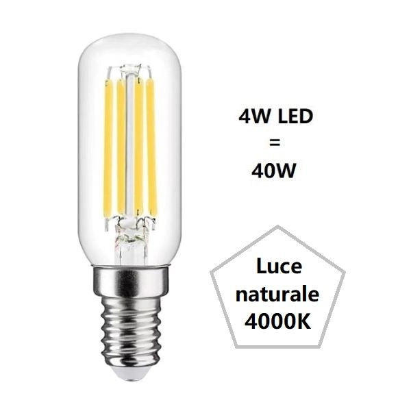 LAMPADINA TUBOLARE A LED 4W LUCE NATURALE 4000K 470 LUMEN E14 FAN EUROPE