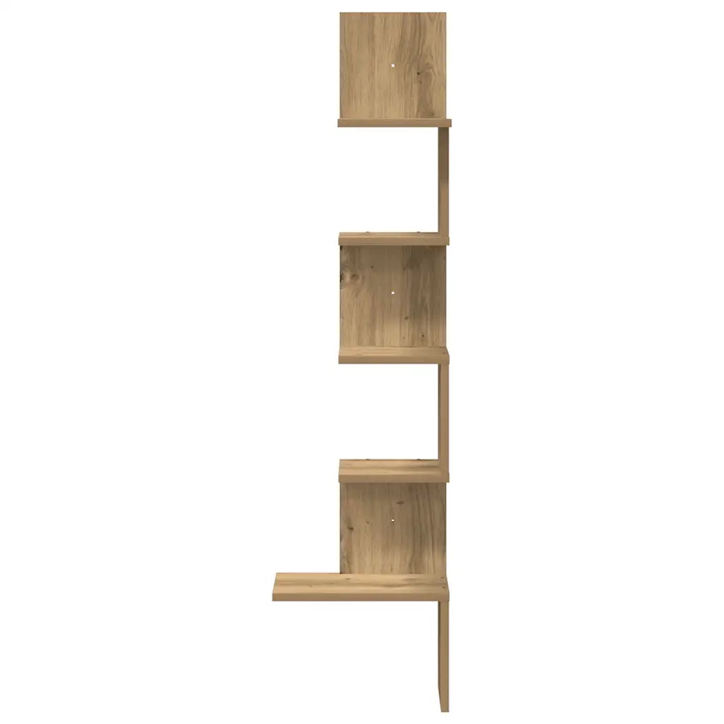 Scaffale Angolare Muro Rovere Artigianale 32x32x127,5 cm 860525