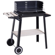 Easycomfort Barbecue a Carbone con Griglia Regolabile, Ripiani e Ruote, 83x37x87cm, Nero