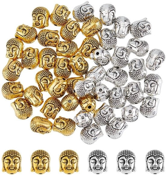Collana in stile tibetano con 50 pezzi di filo di acciaio in argento/oro - lega di filo di acciaio - diametro del foro 1,5 mm - per collane da realizzare in casa