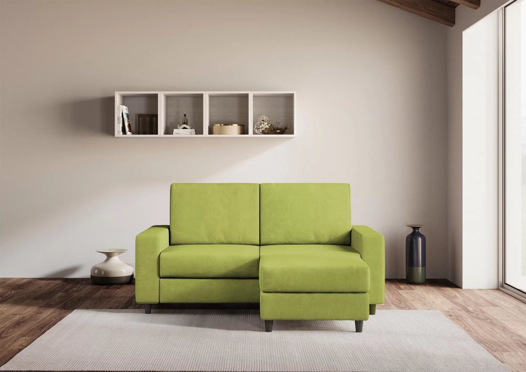 Divano sakar 2 posti medio  (due sedute da 70cm) + pouf misure esterne l.168 p.145 | verde - Mobili 2G