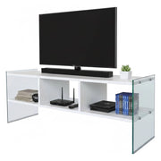 Mobile porta TV Winifred, Credenza da soggiorno, Armadio basso per TV, Base parete attrezzata, 120x35h45 cm, Bianco