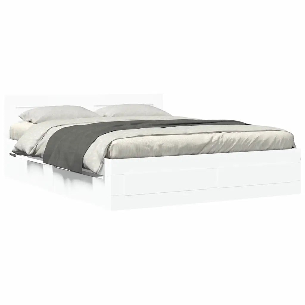 Struttura del letto 2 pcs-Giroletto-Rete del Letto Bianco 150 x 200 cm Legno multistrato