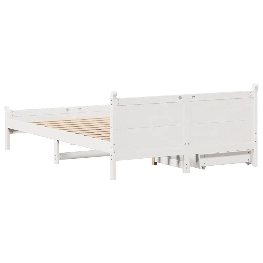 Letto senza Materasso Bianco 150x200 cm Legno Massello di Pino 3309768
