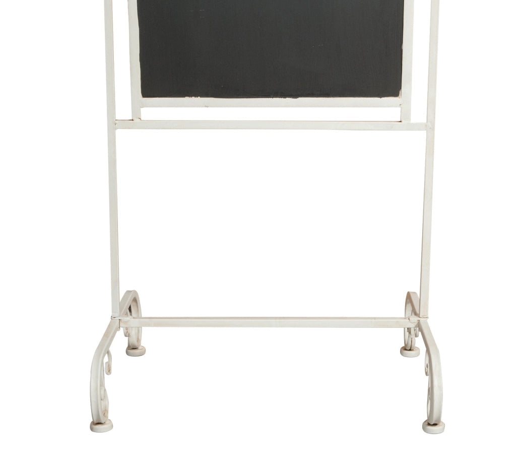 Biscottini Lavagna da terra in ferro battuto. Finitura bianco antico L52XPR40XH133 cm
