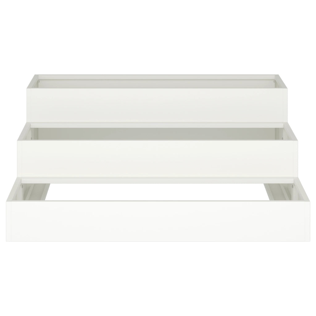 Fioriera da Giardino 3-Livelli 90x90x35 cm Bianco Acciaio