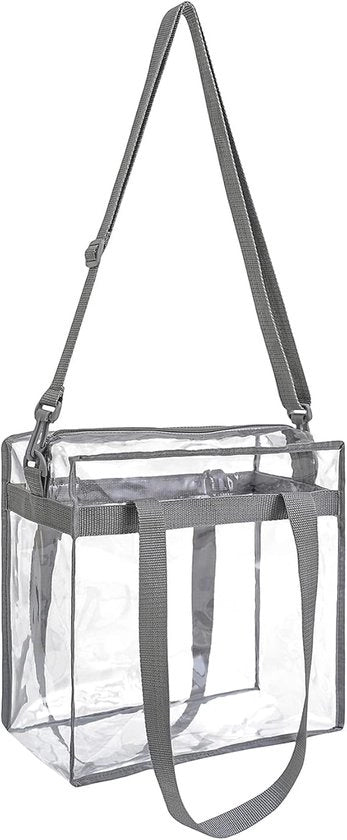 Borsa trasparente con chiusura a raccordo, borsa da spalla trasparente con cinturino regolabile (12x12x6 pollici)