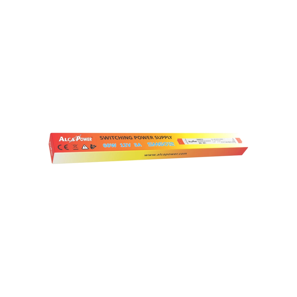 Alcapower Alimentatore Switching 12V 60W 5A Ultra Sottile per Illuminotecnica, Ideale per Strip LED e Sistemi di Illuminazione Compatta - 30.5cm